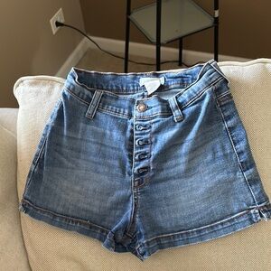Tilly's Blue Jean Shorts High-Waisted Cuffed